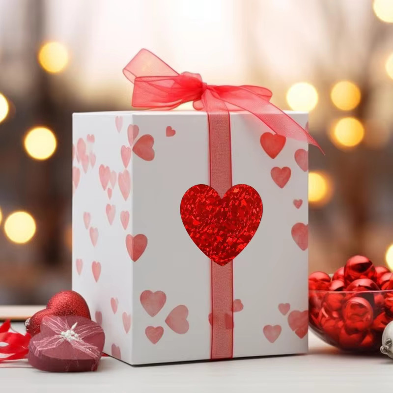 500 Stück glitzernde Herzaufkleber in Rot für Valentinstag, Hochzeit und Geburtstag - Bild 4