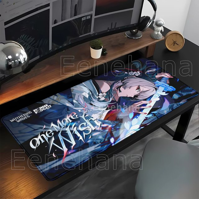 Eenehana Gaming-Mauspad Wuthering Waves Hiyuki Anime Schreibtischunterlage mit HD-Druck und Overlock-Rand, B/T: 90 x 40 cm, Multicolour - Bild 1