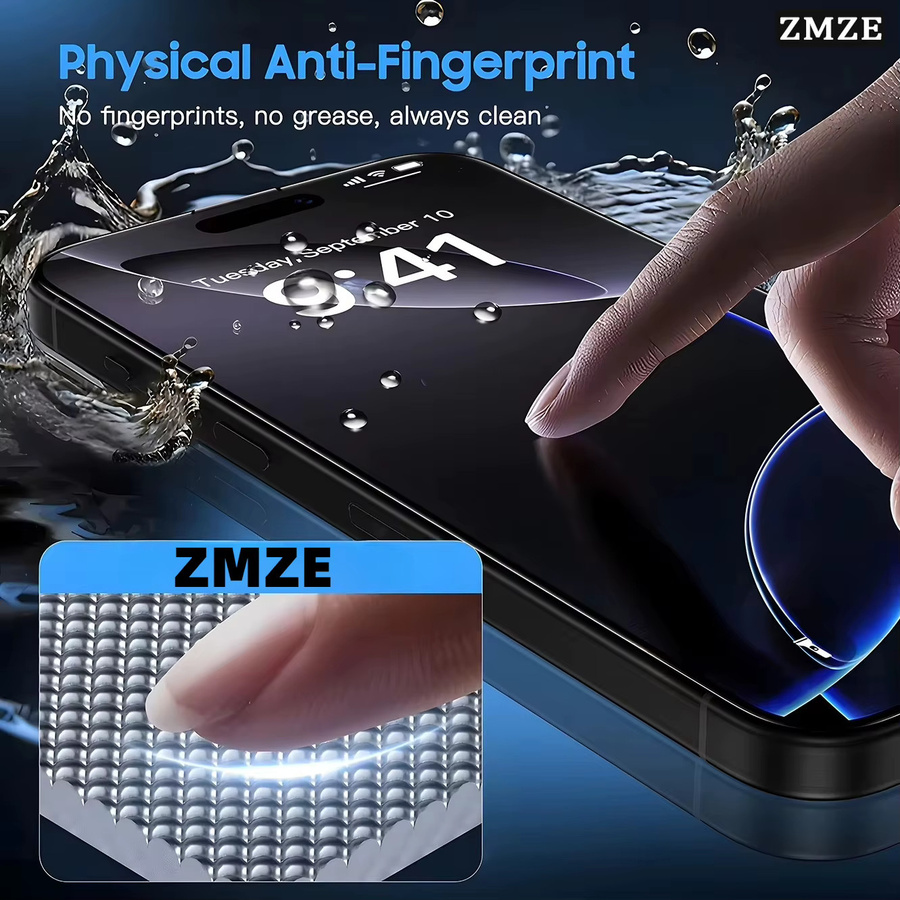 ONEVAN 3er-Set Anti-Spionage Displayschutz für iPhone 17e 16 15 14 13 12 11 Pro Max Air, staubfreies Sichtschutz-Glas, transparent - Bild 4