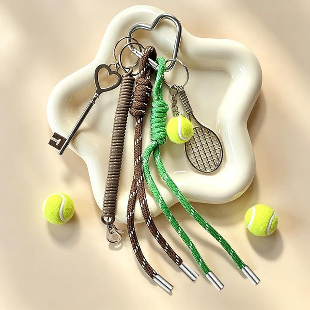 Rd lala Taschenanhänger Tennis Mini Tennisschläger Ball, grün, Unisex - Bild 1