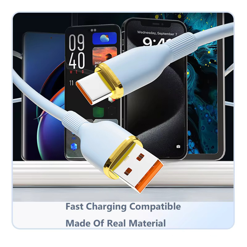 NNBILI Flüssigsilikon USB-A auf USB-C Schnelllade-Datenkabel 100 W in Weiß - Bild 2