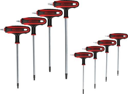 KS Tools ERGOTORQUEplus T-Griff-TX-Winkelstiftschlüssel-Satz, 8-teilig, rot, Edelstahl - Bild 1