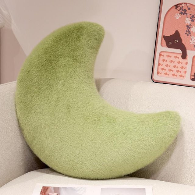 Mond-Dekokissen von Yiran Health & Beauty in Grün aus weichem Plüsch und Polyester - Bild 1
