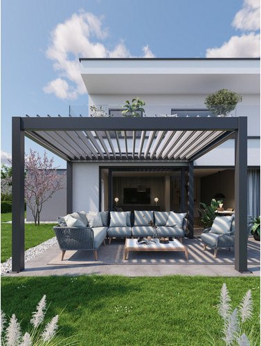 Biohort Pergola modern aus Stahl in Dunkelgrau-Metallic und Silber-Metallic, B/H/T: 312 x 264 x 312 cm - Bild 3