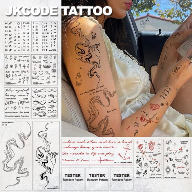 JKCODE TATTOO Set Wasserfeste Tattoo-Aufkleber, 14-teilig, Unisex - Bild 1