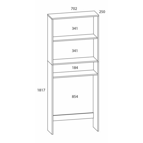 VCM Waschmaschinenschrank Lona in Weiss für Bad und Waschküche, B/T/H: 64 x 27 x 182 cm - Bild 3