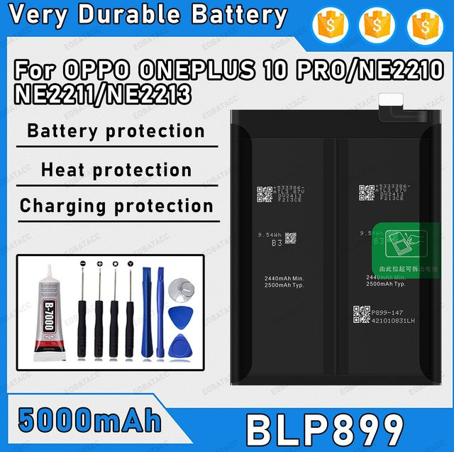 OnePlus BLP899 Ersatzakku mit 5000 mAh in Schwarz für OnePlus 10 Pro NE2210 - Bild 1