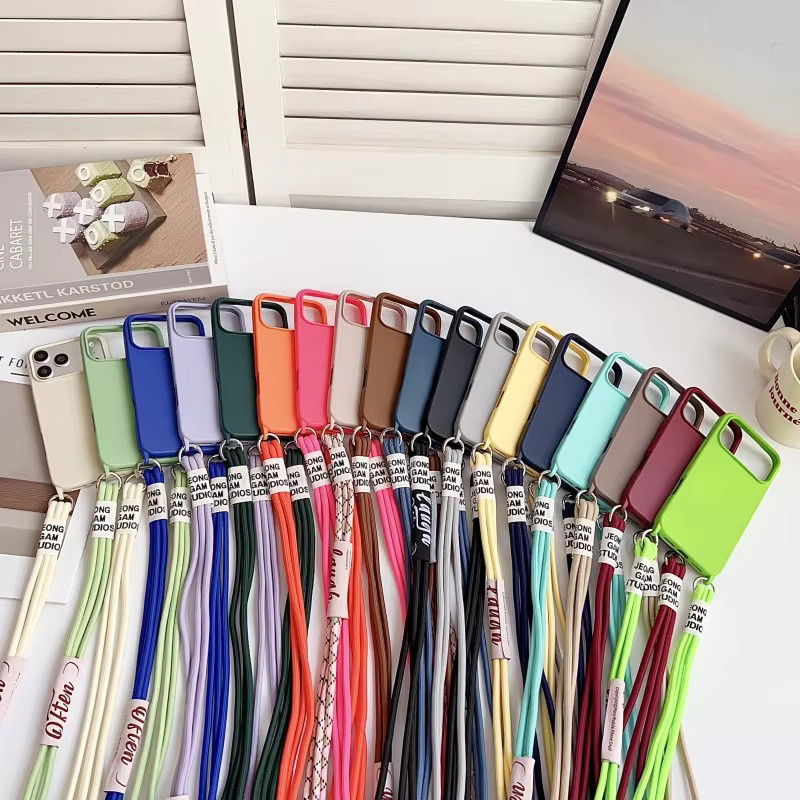 EHUIDE Silikon Lanyard-Hülle für iPhone 11 bis iPhone 17 Pro Max, luftstoßfest, Crossbody-Halsband, Farbe: Grün - Bild 2