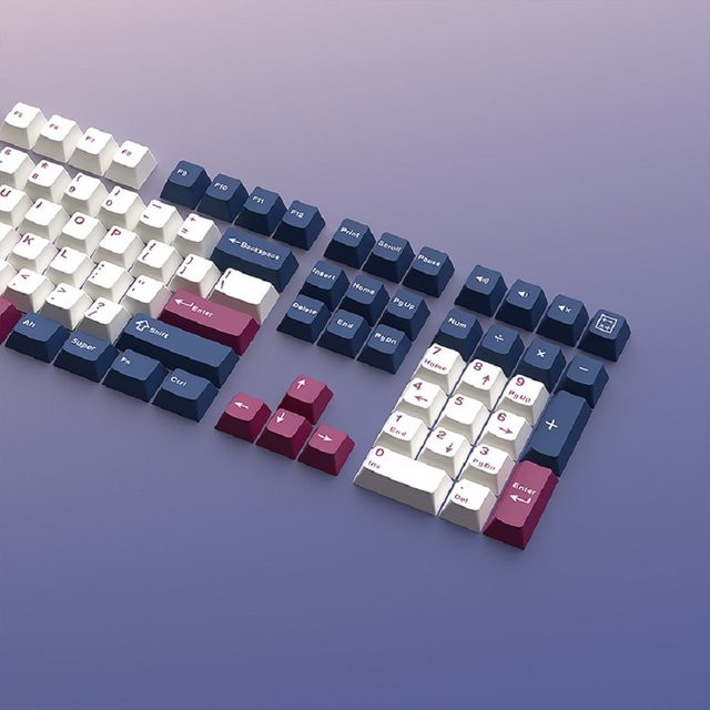Skyloong Warrior Keycaps Blau-Weiß mit 126 Tasten, Double-Shot PBT Cherry Profile für MX mechanische Tastaturen - Bild 1