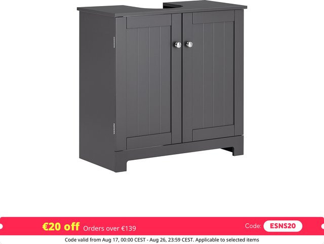 SoBuy BZR18-II Badmöbel Unterschrank für Waschbecken in Grau, Modernes Design, B/T/H: 60 x 30 x 60 cm - Bild 1