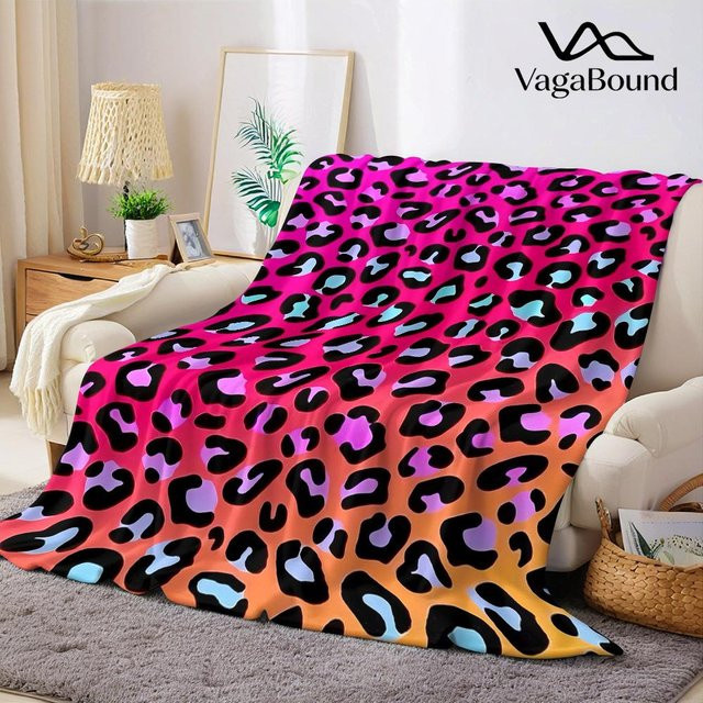 JMG Household Supplies Neon-Leoparden Flanell-Decke in Multicolour, weich und warm, B/T: 150 x 200 cm - Bild 1