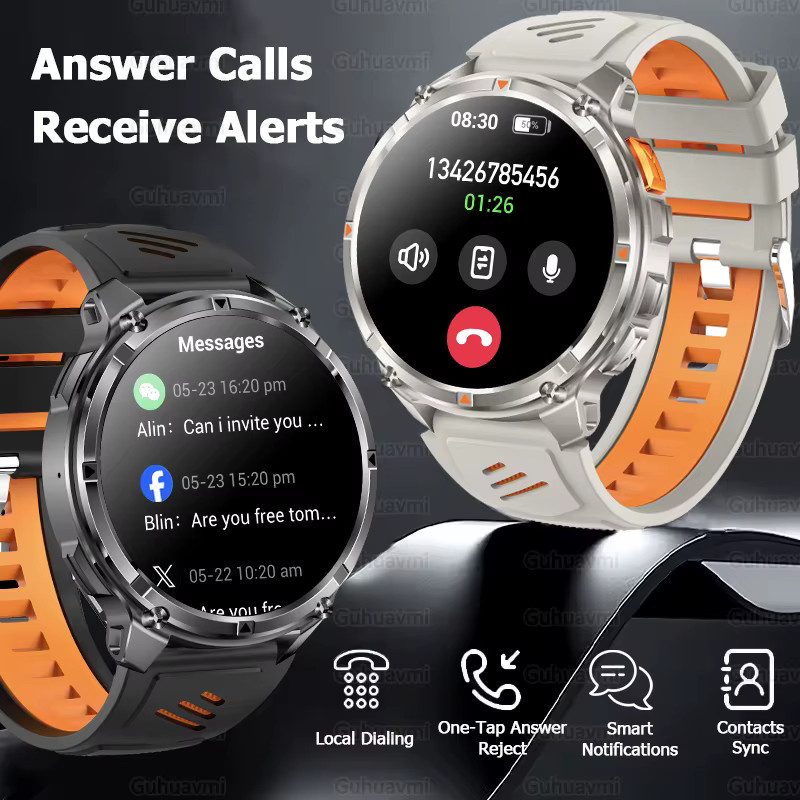 GUHUAVMI Smartwatch für Herren mit 1,7 Zoll AMOLED-Bildschirm, GPS-Tracker, Taschenlampe und 5 ATM Wasserdichtigkeit in Schwarz - Bild 5