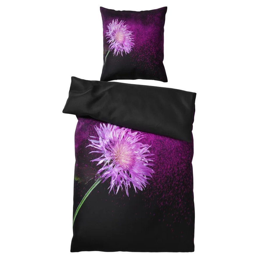 Sanilo Bettwäsche 2-teilig Purple Dust aus Baumwolle, Farbe: Schwarz/Purple, B/H: 135 x 200 cm, Kissen: 80 x 80 cm - Bild 2