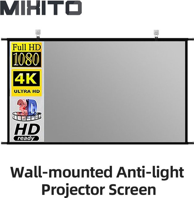 MIXITO Wandmontierte Anti-Licht-Projektor-Leinwand in Grau, tragbar und faltbar für Home Office und Outdoor - Bild 1