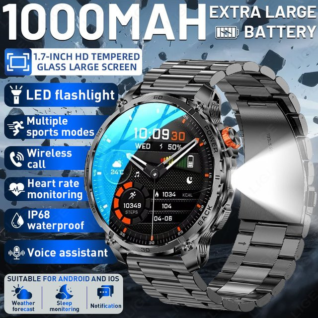 LIGE Smartwatch, Edelstahl, 5 ATM, GPS, Herren - Bild 1