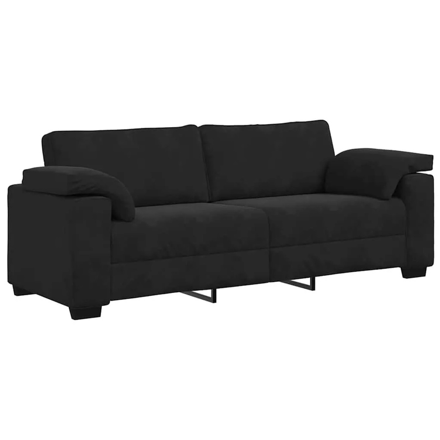 vidaXL 3-Sitzer-Sofa in Schwarz aus Samt mit Armlehnen im modernen Design - Bild 2