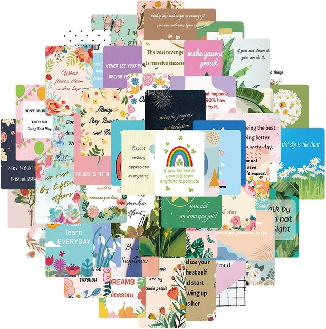 52 Stück Motivations-Aufkleber mit englischen Phrasen von BulingBulingStickers Shop in Mehrfarbig für Notebook und Gepäck - Bild 1