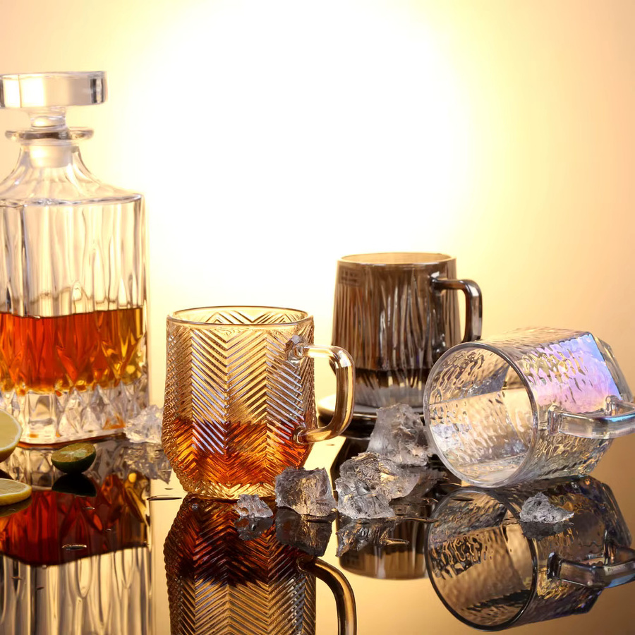 HeY LiLac Glasbecher mit sechseckigem Griff und Textur, 280 ml, Transparent/Lila/Amber - Bild 3