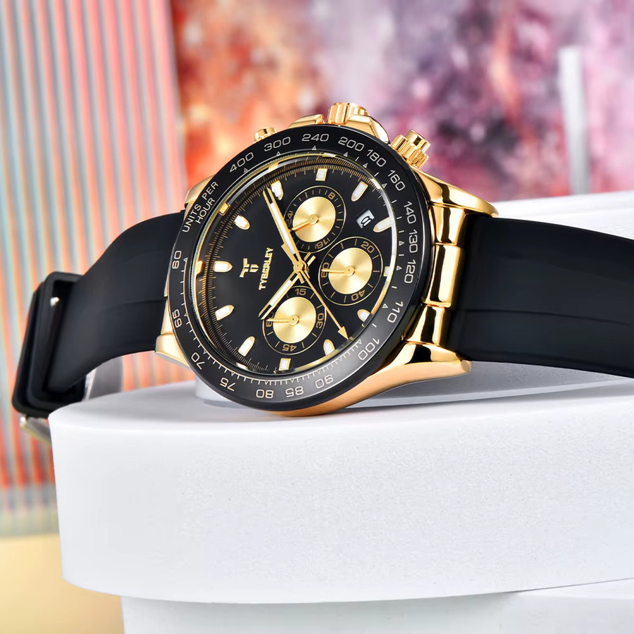 TYBERLEY Chronograph, Quarz, Kautschuk, Schwarz, Herren - Bild 2