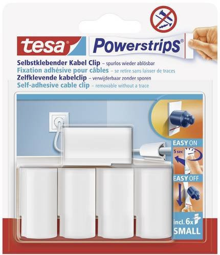 Tesa Powerstrips Kabel-Clips Weiß, 5 Stück mit 6 Powerstrips Small - Bild 1
