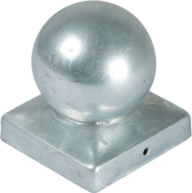 Tetzner und Jentzsch Pfostenabdeckung aus feuerverzinktem Metall in Silber, Kugelform, Breite: 9 cm x Tiefe: 9 cm - Bild 1