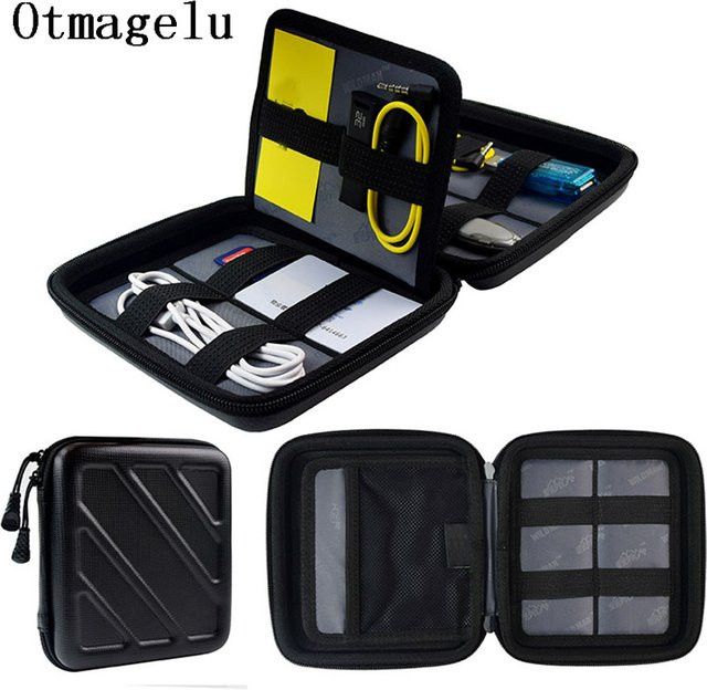Otmagelu Elektronische digitale Produkt Aufbewahrungstasche in Schwarz für Home und Travel mit Zip-Lock und EVA-Schutzhülle für Datenkabel und Ladegeräte - Bild 1