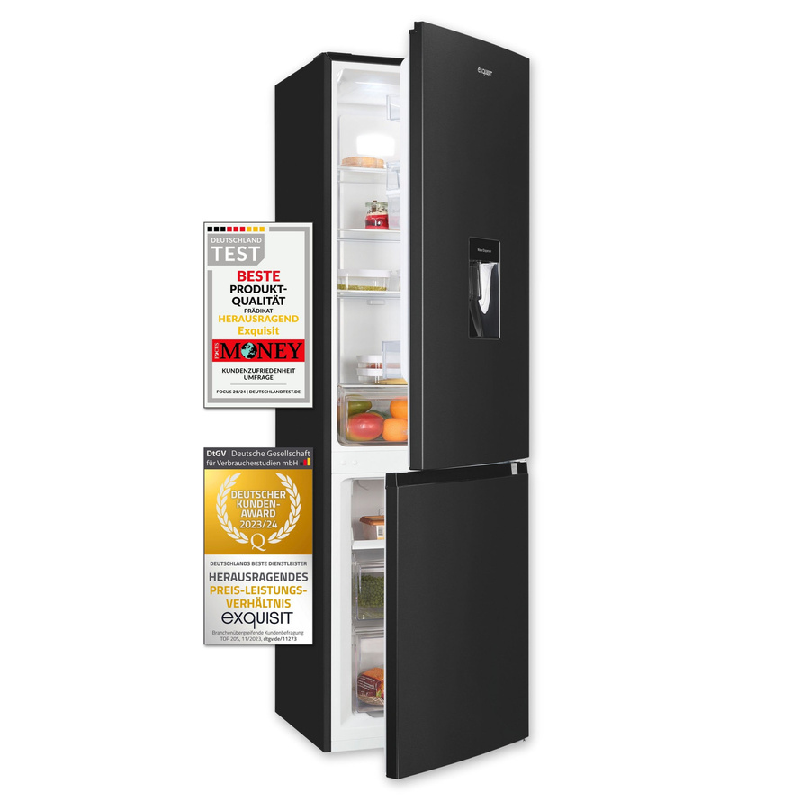 Exquisit Kühl-Gefrierkombination KGC265-70-NF-WS-040C in Silver, No Frost, mit umkehrbarer Tür und LED-Innenbeleuchtung, B/T/H: 60 x 71 x 180,5 cm - Bild 1