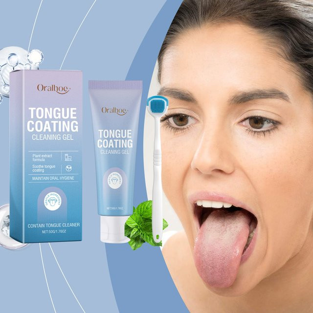 Oralhoe Zungenbelag-Reinigungsgel-Set mit Silikon-Zungenschaber, 50g - Bild 1