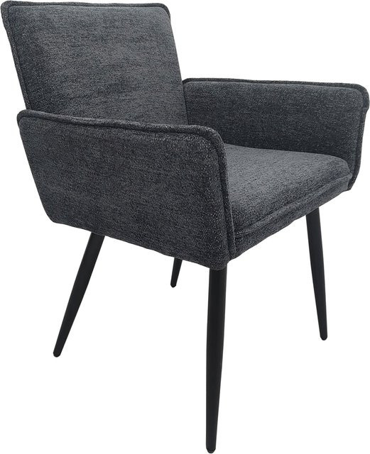 HTI-Living Esszimmerstuhl Mesilla mit Armlehnen in Anthrazit aus Chenille Stoff im modernen Retro-Stil - Bild 1