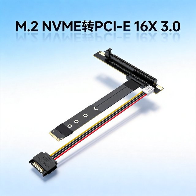 Haoyexin M.2 zu PCIe Riser-Karte PCIe x16 Gen3.0 mit NVMe M-Key 2280 Anschluss, Schwarz - Bild 1