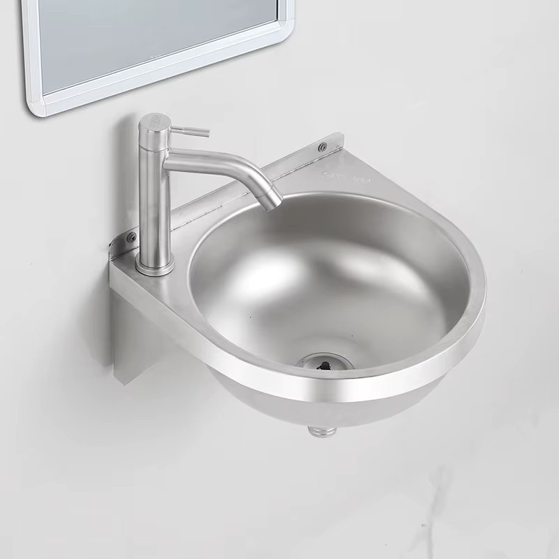 ZJMZYM Wandmontiertes Waschbecken aus 304 Edelstahl in Silber, B/T/H: 32,0 x 15,0 x 32,0 cm - Bild 1