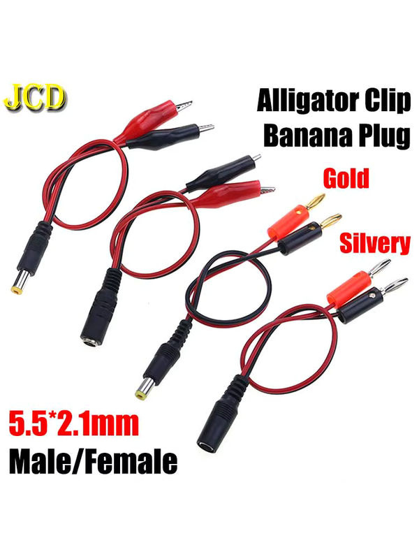 JCD DC-Adapterkabel mit Bananensteckern und Alligator Clips, 5,5 x 2,1 mm, Rot - Bild 3