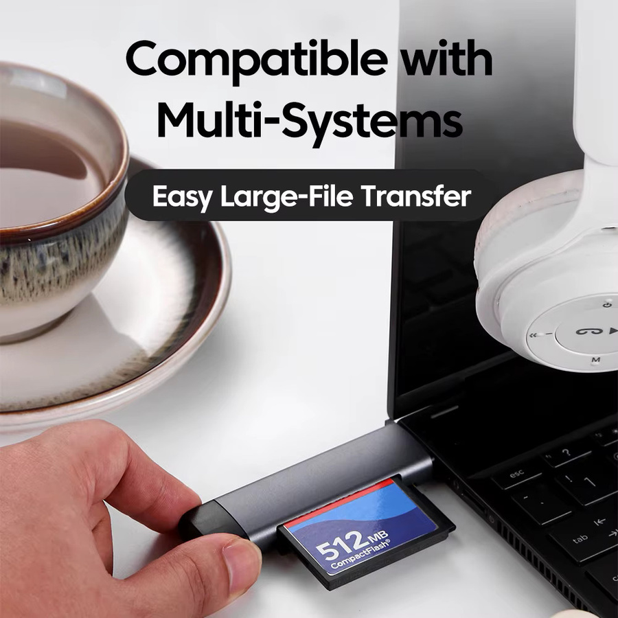 elough 5-in-1 Multifunktionaler USB 2.0 Kartenleser für CF SD TF Speicherkarten in Schwarz - Bild 6