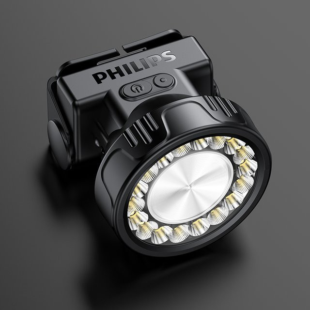 Philips LED-Scheinwerfer mit 450 Lumen, wiederaufladbare Outdoor-Laterne mit 19 Lampenperlen in Schwarz - Bild 1