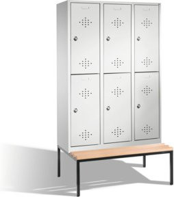 C+P Doppelstockspind Classic mit Sitzbank, 6 Fächer, Lichtgrau, H: 209 cm, B: 120 cm, T: 50 cm / 81,5 cm - Bild 1