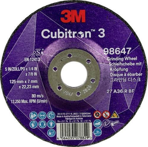 3M Cubitron Schruppscheibe für Metall, Lila, Durchmesser: 125 mm, Bohrungs-Ø: 22,23 mm, 10 Stück - Bild 1
