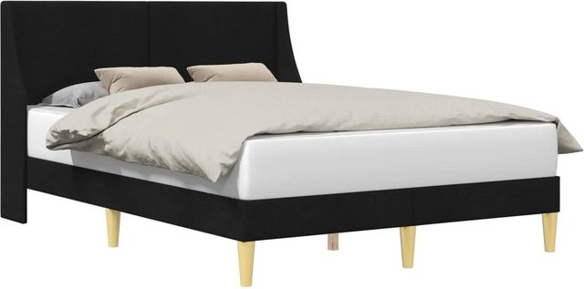 vidaXL Bettrahmen mit Kopfteil und Verbindungsplatte in Schwarz mit Stoffmuster, Breite: 280 cm, Höhe: 230 cm - Bild 1