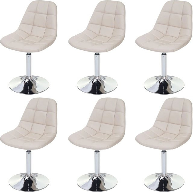 CHEFGASTRO Esszimmerstuhl 6er-Set aus Kunstleder in Beige mit Chrom-Gestell, H x B x T: 84 x 47 x 50 cm, Sitzhöhe: 46 cm - Bild 1
