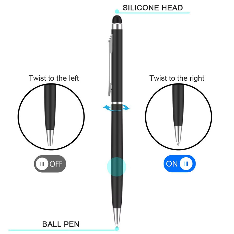 100 Stück ZOUGOUGO 2-in-1 Stylus-Stift aus Metall mit Kugelschreiberfunktion als kapazitiver Touchscreen-Stift für iPhone, iPad und Samsung Tablets - Bild 3