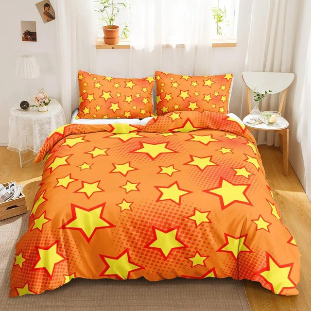 Bettwäsche-Set Your Warm Home Galaxy mit Sternenmuster in Orange, B/H: 200 x 200 cm - Bild 1