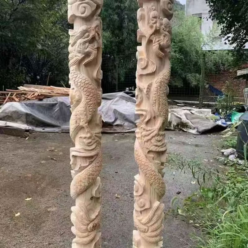 MaYupeT Vintage Holz-Applikation mit chinesischem Drachen-Motiv als dekorative Säulen-Nische für deine Möbel - Bild 3