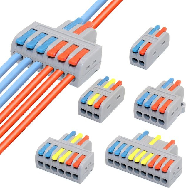 Universal Compact Splitter Mini Schnelle Verdrahtung Kabel Anschlüsse Elektrische Leiter Push-in Terminal Block Grau - Bild 1
