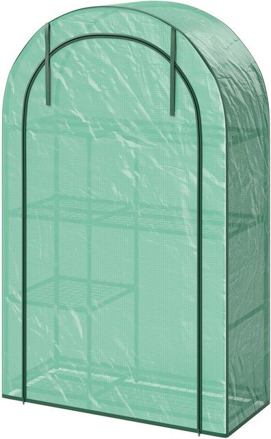 Furnicato Mini-Gewächshaus 4-stufig in Grün mit Reißverschlusstür aus Stahl und Kunststoff, B/T/H: 100 x 45 x 160 cm - Bild 1