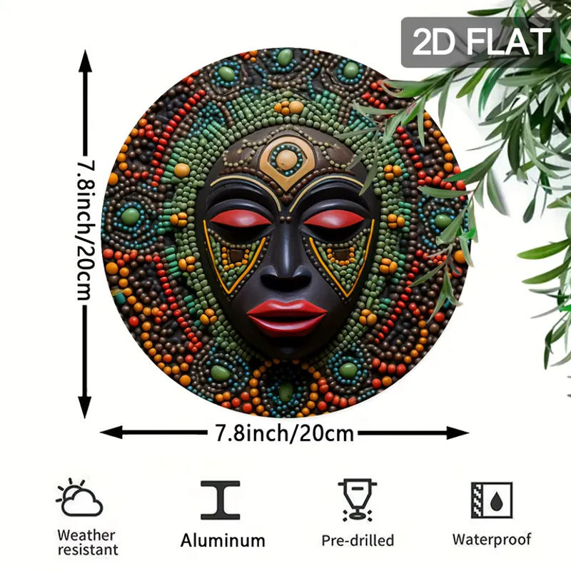CIFBUY Stammesmasken Wanddekoration aus Metall mit bunten Perlen in Bohemian-Stil, mehrfarbig - Bild 3