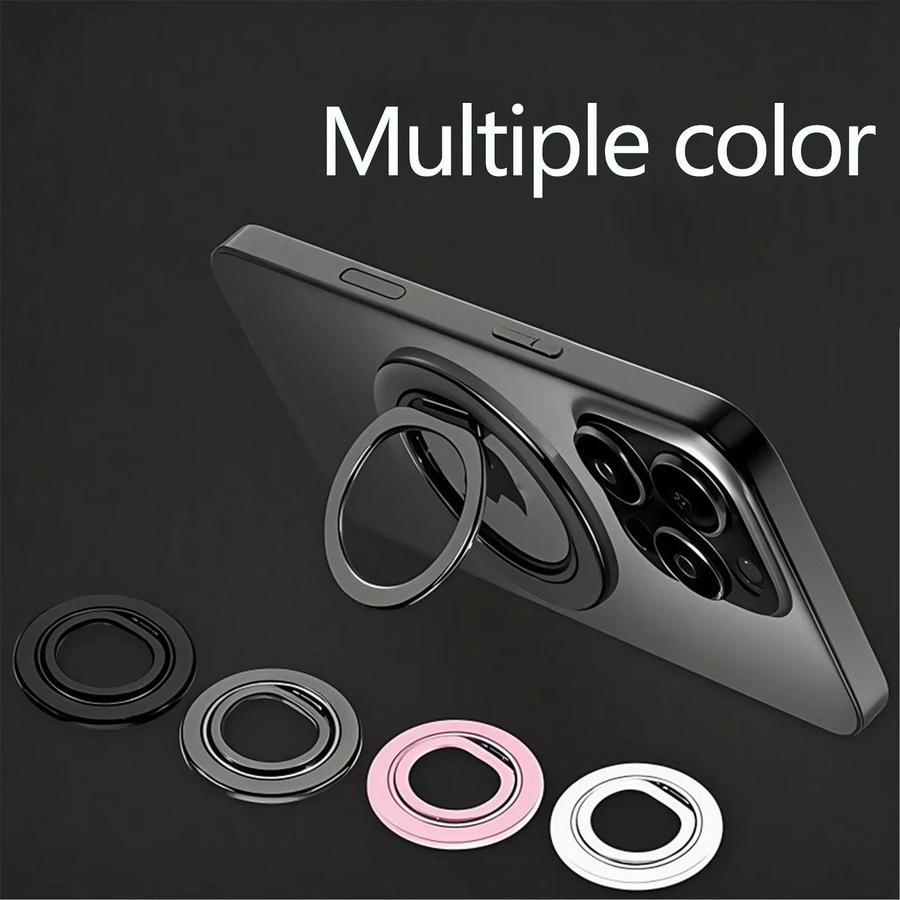 Ultradünner magnetischer Telefonständer aus Metall in Pink mit 360 Grad Drehung und Fingerringhalter für MagSafe als Desktop-Unterstützung - Bild 4