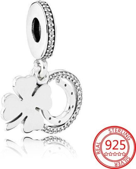 Allbestart Charm-Anhänger Glücksklee, 925 Silber, Zirkonia, Damen - Bild 1