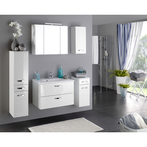 Spiegelschrank Bologna von HELD MÖBEL in Weiß mit LED-Beleuchtung und Glaselementen, Höhe: 64 cm, Breite: 90 cm, Tiefe: 20 cm - Bild 2