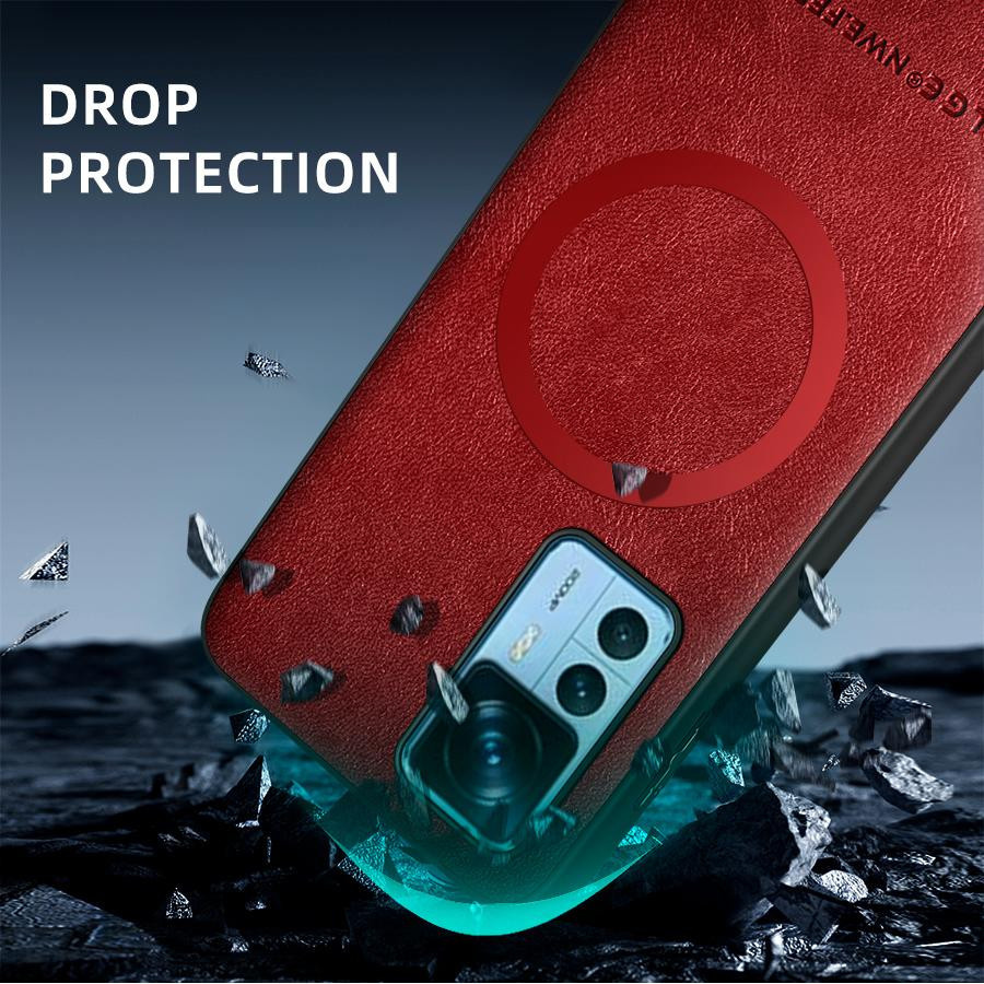 Xiaomi 12T 12T Pro Handyhülle aus PU Leder mit Magnetring in Rot - Bild 2