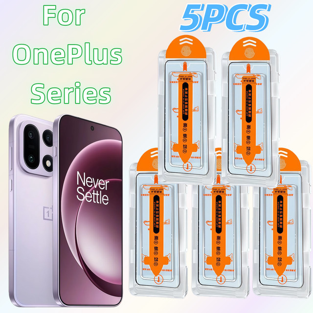 5er Pack Displayschutzfolie aus gehärtetem Glas für OnePlus ACE, ACE 2U, ACE 3V, ACE 5Pro, 6T, 7T, 8T, 9R, 9RT, 13T, 15 in Transparent - Bild 1