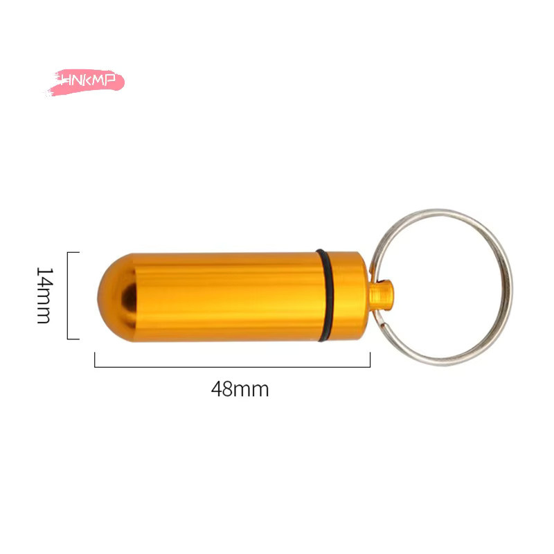 HNKMP Mini-Schlüsselanhänger Pillendose aus Aluminium, wasserdichte Medikamentenbox in Gold und Multicolour - Bild 3